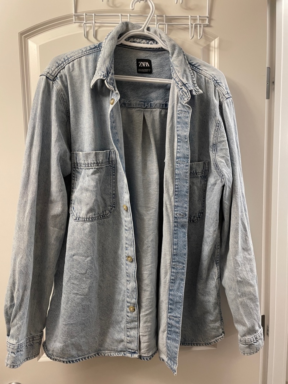 Zara faded light blue denim shirt jacket